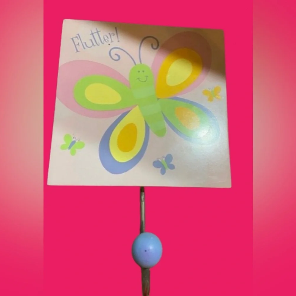 Buttery Hanging pink, yellow & green & blue plaque with hook